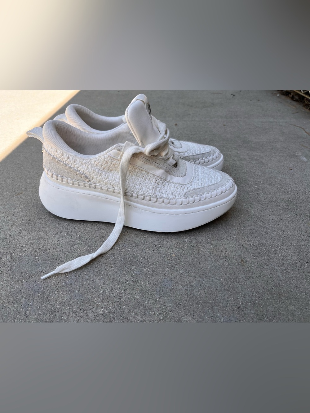 Steve Madden White Woven Platform Sneakers
